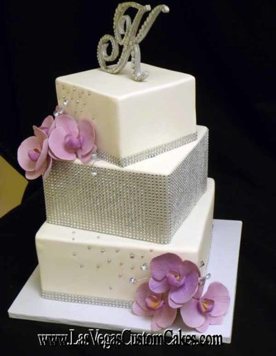 Orchids and Bling Anniversary Cake #402
