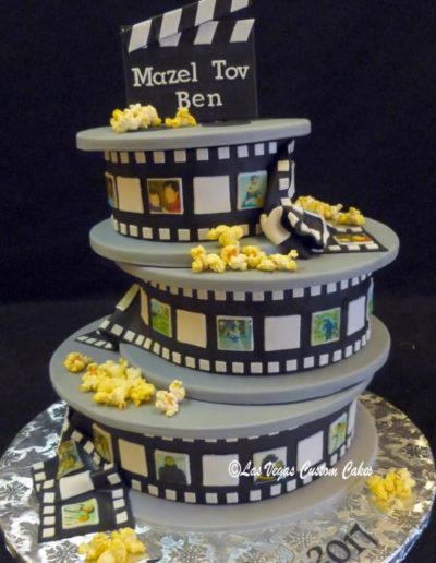 Film and Popcorn Birthday Cake #691 by Las Vegas Custom Cakes
