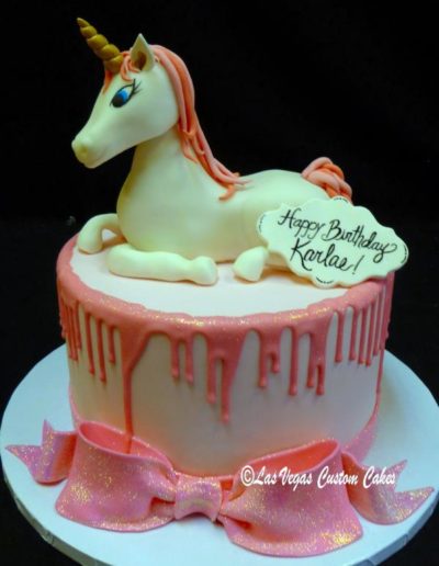 Unicorn Topper with Drizzle #698 by Las Vegas Custom Cakes