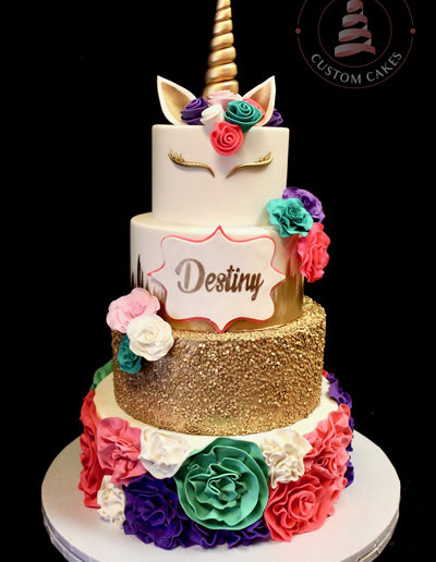 Unicorn Gold Sequins & Flowers #KL103