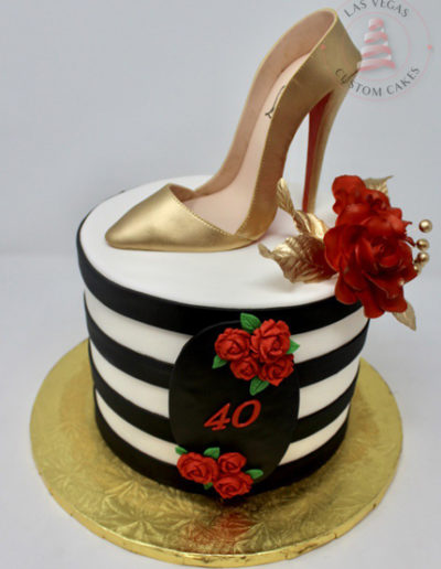 Black & White Stripes with Gold Stiletto #LLX101