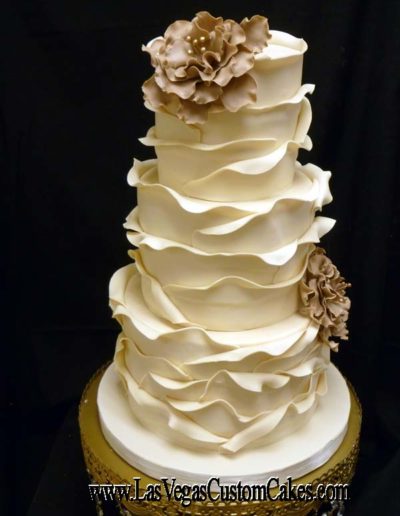 Fondant, Ruffles And Flowers Cake #471 by Las Vegas Custom Cakes