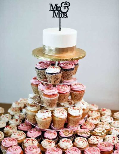 Gold Lace Cupcake Tower #668 by Las Vegas Custom Cakes