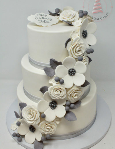 Silver and White Flower Cascade #W107